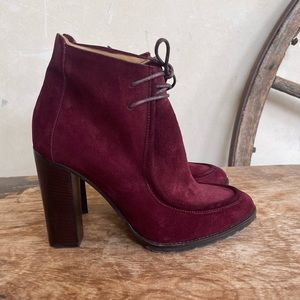 RALPH LAUREN COLLECTION PURPLE LABEL Burgundy Laced Ankle Boots 38B Italy NEW!